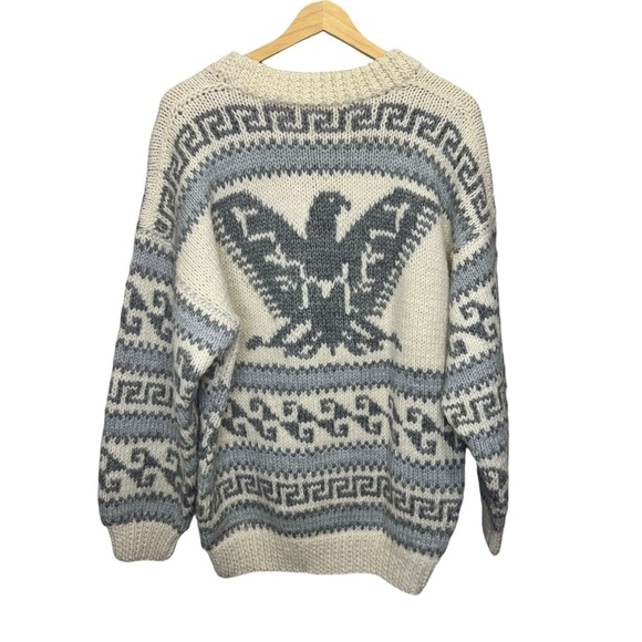Vintage Handknit Cowichan Style Crewneck Sweater Size Medium - Picture 11 of 11